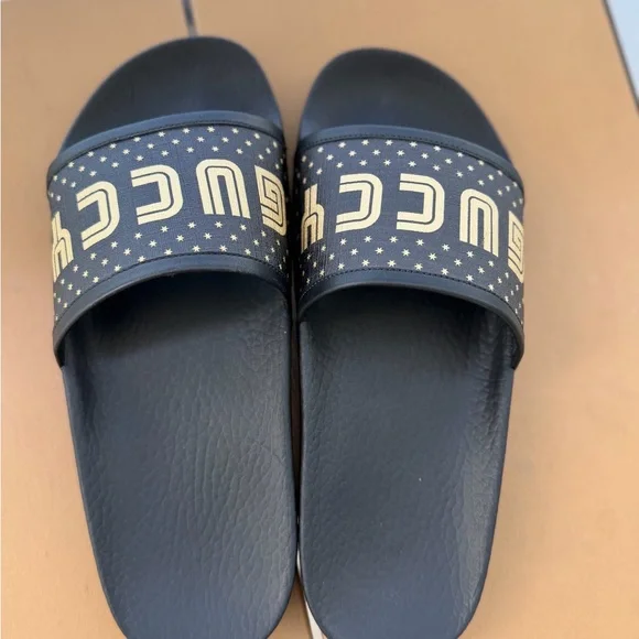 Gucci Black and Gold Star Slide Sandals AUTHENTIC size 38 - Picture 9 of 16